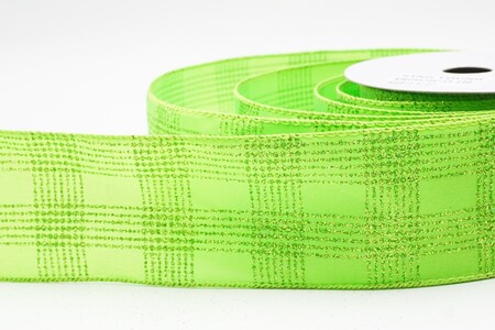 Apple Green  Classic Plaid Check Wired Ribbon_KW0467GC-15-190